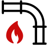 Icon of a pipe with a flame, indicating a gas leak.